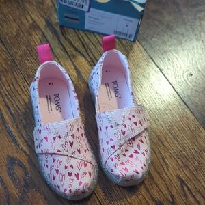TOMS Kids Pink Heart Sneakers